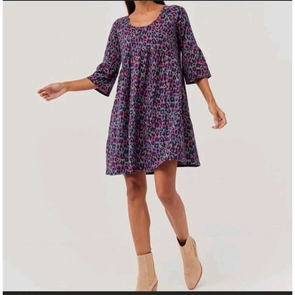 Pact Dresses & Skirts - PACT Revive Flutter Sleeve Dress Small Leopard Print Organic Cotton Sustainable